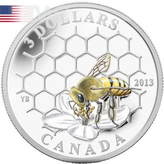 Canada 2013 3$ Bee And Hive Animal Architects Proof Silver Coin photo