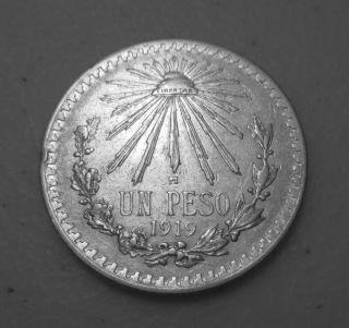 1919 Silver Mexico Un Peso - Collectible Coin photo