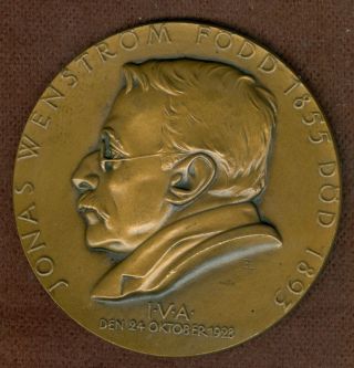 1928 Swedish Medal Issued To Honor Jonas Wenstrom,  Engraved Erik Lindberg photo