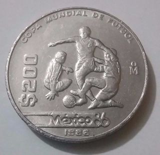 Coin Mexico 86 Commemorative Soccer World Cup 1986,  Mexican Coin Soccer 1986 photo