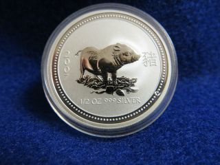 2007 Australian 1/2 Oz Silver Lunar Coin,  Year Of The Pig photo