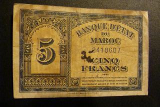 Morocco 5 Francs 1943 photo