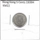 Hong Kong 5 Cents 1939h Km22 - Xf Asia photo 2
