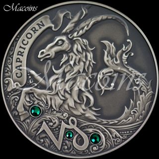 Capricorn Gems Of The Zodiac 2013 Belarus 20 Rubles Silver Antique Finish Coin photo