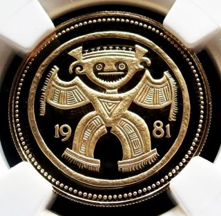 1981 Fm Gold Panama 100 Balboas Ceremonial Mask Coin Ngc Proof 69 Ultra Cameo photo