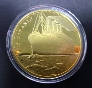 Rms Titanic - The Once Unsunkable Ship Memorial Coin - 24k Pure Gold Plated Coin photo