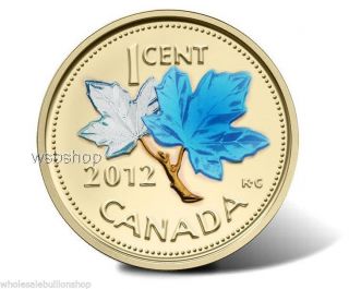 2012 Canadian Penny Colored Winter & Gilded 24k Extremely Rare photo