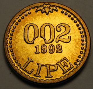 Slovenia 0.  02 Lipe 1992 - Brass - Lipa Holding / Hamurabi - Aunc 1617 photo