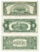 1953 $5 Blue 1953c $2 Red Seal & 1957 $1 Silver Certificate Star Crisp Vf Small Size Notes photo 1