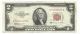 1953 $5 Blue 1953c $2 Red Seal & 1957 $1 Silver Certificate Star Crisp Vf Small Size Notes photo 4