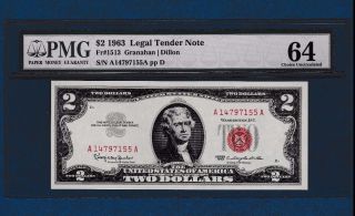 Fr.  1513 Pmg 1963 $1 Legal Tender United States Note Sn A 14797155 A photo