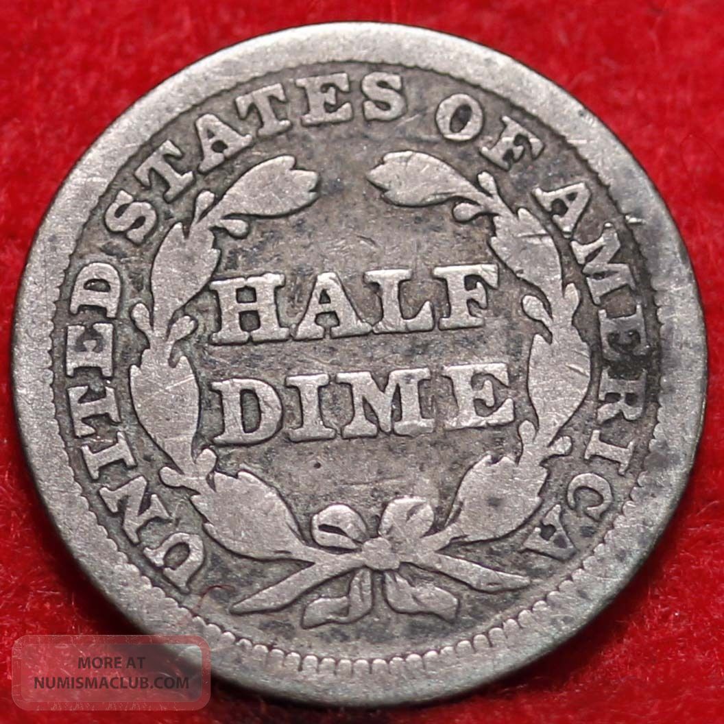 Circulated 1853 Philadelphia Silver Seated Liberty Half Dime S/h