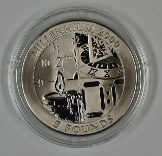 1999 Gibraltar Millennium 2000 Proof 5 Pound Coin Titanium photo