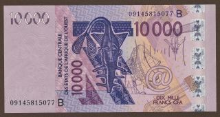 West African States / Benin,  10.  000 Francs,  2009,  P218b,  Unc photo