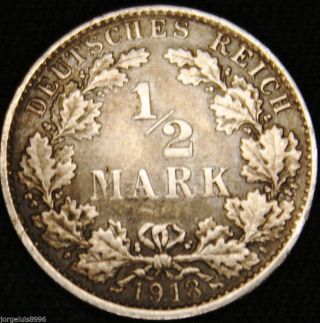 German Empire Silver Half Mark 1918 G photo