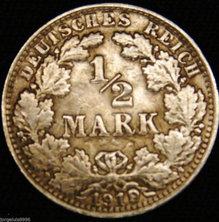 German Empire Silver Half Mark 1919 D photo