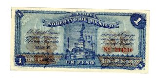 Cu 1915 Toluca 1 Peso Revolution Banknote photo