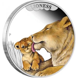 Tuvalu 2014 50c Mother´s Love Lioness And Cub 1/2 Oz Limited Silver Coin photo