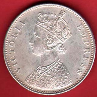 British India - 1880 - One Rupee - Vict.  Empress - Rare Silver Coin Z - 4 photo