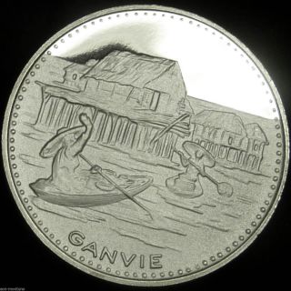 Ganvie 1971 Dahomey 100 Francs Silver Proof African Hard To Find Canoe Boat Coin photo