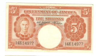 5 (five) Shilling Jamaica 15 August 1957 - Note - photo