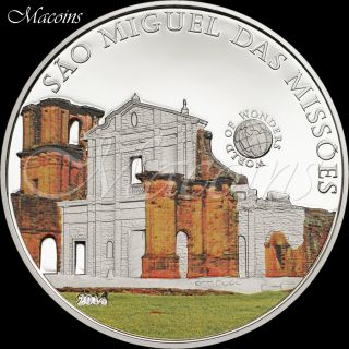 Sao Miguel Das Missoes World Of Wonders 2014 Palau 5$ Silver Proof Colored Coin photo