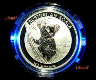 2015 - P Australia 1oz.  999 Silver Koala $1 Coin With Illuminated Holder photo