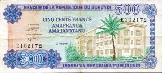 Burundi 500 Francs 1980 P - 34b Vf Circulated Banknote photo