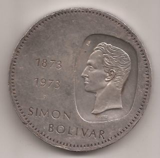 Silver Coin Venezuela 10 Simon Bolivar 1973 Doblon World Gram 30 photo