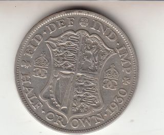 Key Date 1930 King George V Half Crown (2/6d) - Silver Coin photo