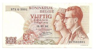 Belgium 50 Francs 1966 Vf photo
