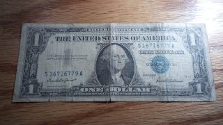 1957 Silver Certificate Blue Seal Usa $1 One Dollar Currency Collectors Choice photo