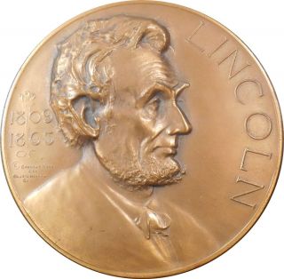 Scarce Huge 1924 Lincoln Essay Medal Bronze By Charles L.  Hinton,  Mib photo