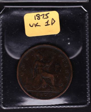 1875 Great Britain One Penny Of Queen Victoria photo