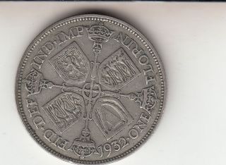 Scarce 1932 King George V Florin (2/ -) Silver British Coin photo