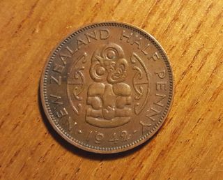 1942 Zealand Half Penny 1/2p King George Vi Very Fine Wwii Issue Low Mintage photo