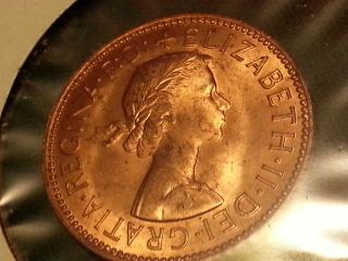 1966 Great Britain Half Penny W/unc.  Details Ships photo