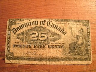 1900 Twenty Five Cents Dominion Of Canada Note photo