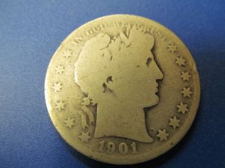 1901 - S Key Date Liberty Or Barber Half Dollar - - Low Mintage Circ Coin photo