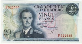 Luxembourg 20 Francs 07.  03.  1966 Pick 54a photo