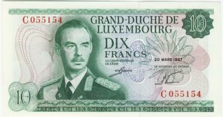 Luxembourg 10 Francs 20.  03.  1967 Pick 53a photo
