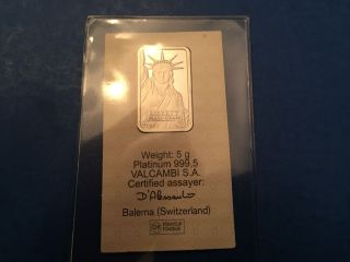 5 Gram Platinum Bar - Pamp Suisse Statue Of Liberty (in Assay) photo