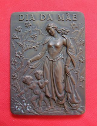 Bronze Medal Mother ' S Day With Poem Signed By Cabral Antunes photo