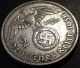 1938 Two Reichs Mark Silver Coin From Germany Paul Von Hindenburg Third Reich (1933-45) photo 1