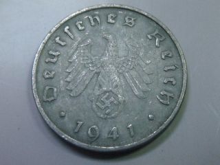 10 Reichspfennig 1941 A.  Nazi German Coin.  Km 101.  Very Fine.  S159 photo