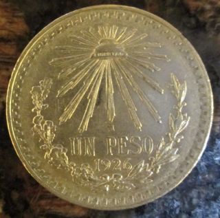 1926 Mexican Silver 1 Peso Silver Cap & Ray photo