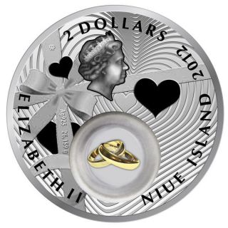 1 Oz Wedding Coin Finished In 18k White Gold Clad Coloured Coin photo