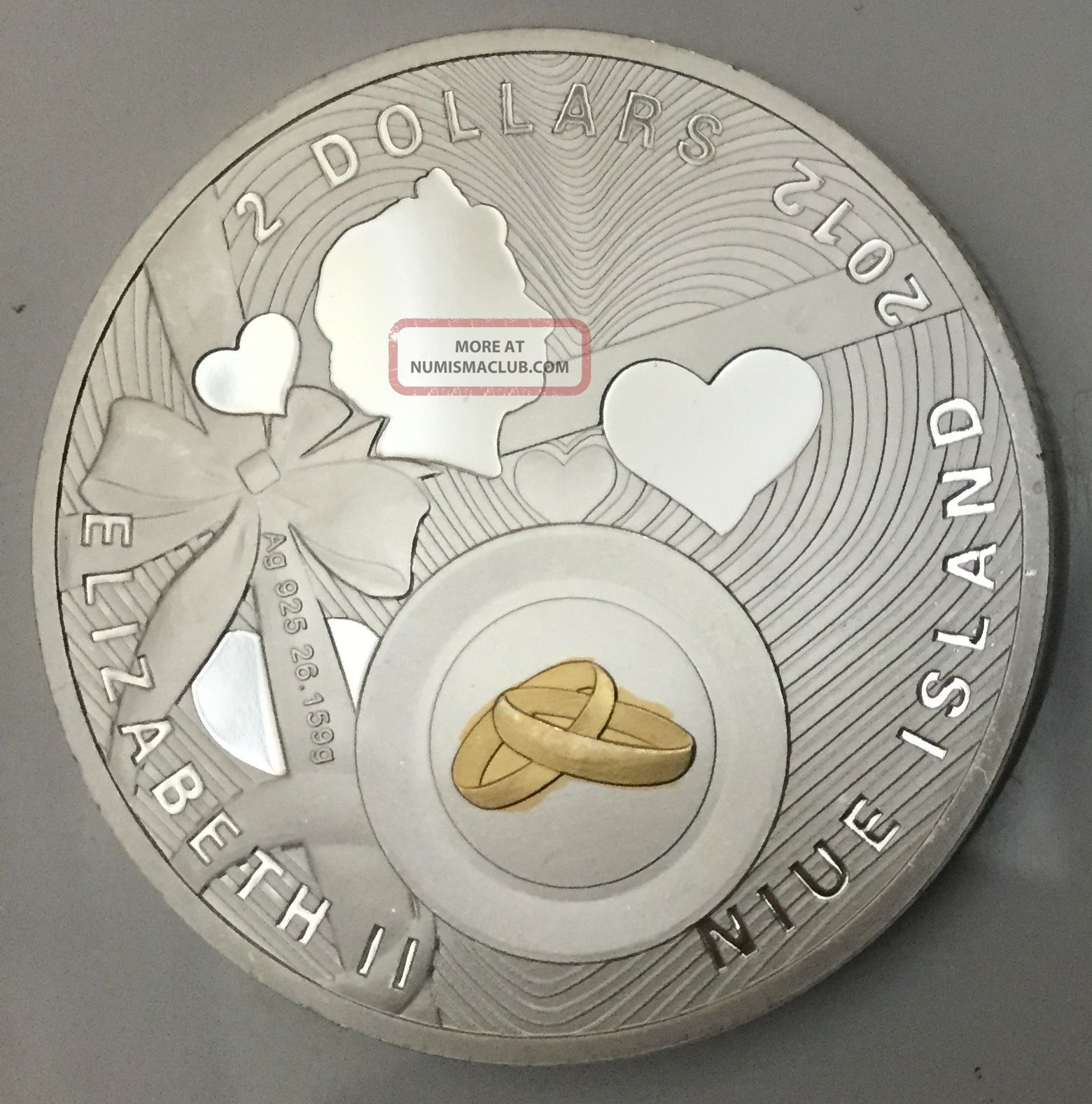 1 Oz Wedding Coin Finished In 18k White Gold Clad Coloured Coin