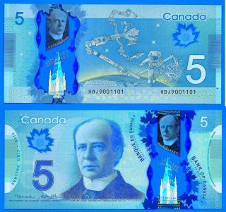Canada 5 Dollars Serie 2013 Prefix Hbj Polymer Laurier photo