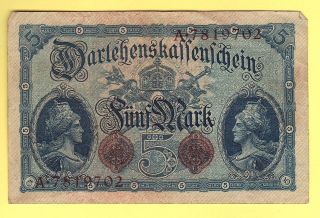 1914 Germany 5 Mark Bank Note photo